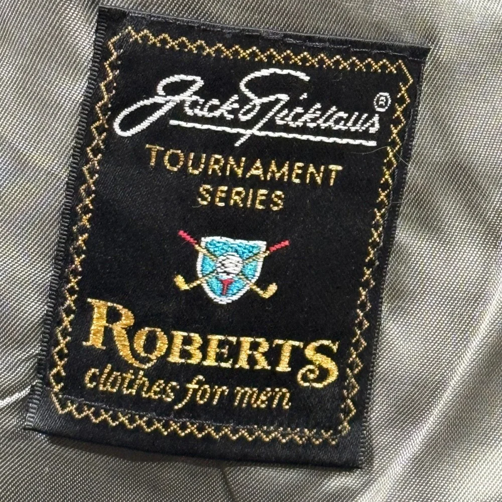Jack Nicklaus Tournament Series Blazer Teal Blue Gold Button Sport Coat Mens